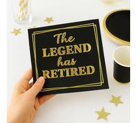 100-Pack ‘The Legend Has Retired’ Black & Gold Napkins - 2-Ply Cocktail, Lunch & Dinner Party Napkins - Elegant, Disposable Retirement Party Decoration - 6.5″ x 6.5″ Folded (Large, 100, Count)
