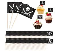 100 Pack Toothpick Flag, Pirate Cocktail Toothpicks Flags Cake Toppers Small Toothpick Mini Stick Cupcake Toppers Fruit Cupcakes Toppers Food Stick Flags Decorations for Party Bar Sport Events