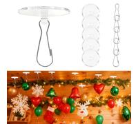 100 Pack Transparent Self-Adhesive Ceiling Hooks for Hanging, Sticky Clear Discs with Metal Hooks, Removable Damage-Free No Drill Ceiling Hook for Festival Wedding Halloween Christmas Party Decor