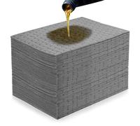 100 Pack Universal Absorbent Mat,25 x 33cm Oil Water Absorbent Pads Spill Pads General Purpose Absorbent Sheets Rapid Absorption for Oil Water-Based Liquids for Home Garage Basement