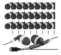 100-Pack USB C Wired Earbuds - Type C In-Ear Headphones for iPhone 16/15, iPad Pro, Galaxy S23/S22/S21, Pixel, Chromebook, MacBook - Bulk USB-C Earphones for Classrooms, Schools, Libraries and Offices