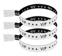 100 Pack VIP Metallic Wristbands for Event | Premium Cloth Wristband with Lurex Jacquard Weaving | Shimmering VIP Lettering Wristband for Events, Festivals and Access Control | Silver