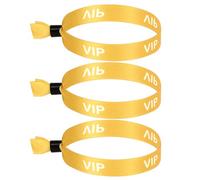 100 Pack VIP Wristbands for Events, Secure Tamper-Proof Cloth Identification Bracelets with One-Time Lock, Adjustable Heat Transfer Printed Entry Bands for Festivals and Parties, Yellow