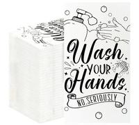 100 Pack Wash Your Hands Disposable Hand Towels for Bathroom Paper Towels for Guests Etiquette Guest Dinner Napkins Decorative Paper Hand Towels for Bathroom Wedding Birthday Anniversary