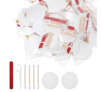 100 Pack Wedding Bathroom Basket Supplies Essentials for Guests - Travel Cleaning Kit for Hotels with Bamboo Cotton Swabs, Nail File, Makeup Pads, Dental Floss