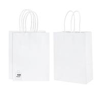 100 Pack White Paper Party Gift Bags with Handles - Assorted Bright Colors for Birthdays, Weddings, Baby Showers, Hen Nights & More - Perfect for Kids and Adult Party Favors, Treats & Small Gifts!