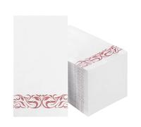 100 Pack White Rose Gold Napkins Disposable,3-Ply Dinner Paper Napkins,Super Soft Table Serviettes for Entertaining Guests, Kitchen, Dinner, Party, Wedding or Event,40x33cm
