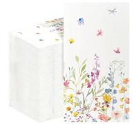 100 Pack Wildflower Floral Spring Disposable Hand Towels for Bathroom Paper Towels for Guests Wash Your Hands Bathroom Spring Summer Decor Guest Napkins for Powder Room Wedding Birthday Anniversary