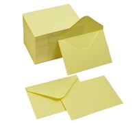 100 Pack Yellow Gift Card Envelopes 4 x 2.75" Mini Envelopes 120GSM Small Paper Business Gift Card Sleeves Bulk,Tiny Little Greeting Card Envelope Pockets for Invitation (LightYellow)