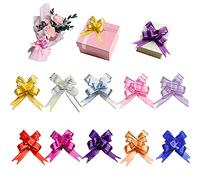 100 Packs Christmas Ribbon Pull Bows Present Basket Knot Ribbon Present String Wrapping Bows for Christmas New Year Thanksgiving Party Birthday Party Wedding Ornament, Assorted Colors
