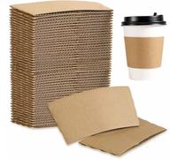 100 Packs Coffee Sleeves Disposable Corrugated Hot Drink Holder Kraft Paper Coffee Cup Sleeves for Paper Cups Insulation and Hand Protection Fits 10oz 12oz 16oz 20oz Paper Cups(Cup Not Included)
