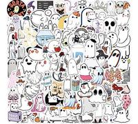 100 Packs Mini Cute Halloween Ghost Stickers for Water Bottles Laptop Car Phone Guitar Skateboard Computer Scrapbook Wall Home, Lovely Ghost Meme Vinyl Waterproof Aesthetic Decals Stickers