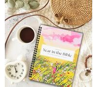 100 Pages Spiral Bound Bible in a Year, A5 365 Day Reading Journal Planner Beautiful Study Plan with Monthly Calendar for Women Men, Pink