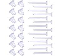 100 Pairs Plastic Earring Posts Clear Ear Pins and Silicone Rubber Backs Earnuts Earring Backs for Men Women