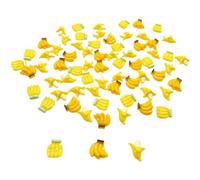 100 Pcs 1/12 Scale Mini Bananas, Miniature Artificial Bananas, Resin Banana, Lifelike Yellow Bananas, Fake Simulated Banana, Miniature Fruit for Mini House Kitchen Fairy Garden Cake Party Decor
