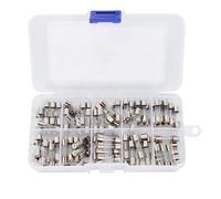 100 Pcs 10 Values Fast-Blow Glass Fuse Assortment Kit - 250V 0.2A-15A Tube Fuses, 5x20mm, Packaged in Clear Plastic Box