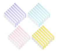 100 Pcs 12.5 x 12.5 cm Scalloped Paper Dinner Napkins Colorful Stripe Cocktail Napkins Pastel Color Party Napkin Colored Beverage Napkin Striped Dinner Party Supplies for Birthday Wedding