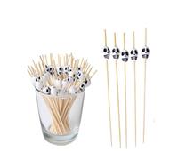 100 PCS 12 CM White Skeleton Head Bamboo Decorative Sticks - Halloween Party Supplies, Decorative Sticks for Cocktails, Fruit & Drink Garnishes