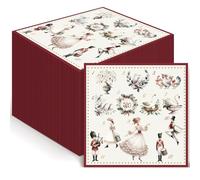 100 Pcs 12 Days of Christmas Napkins 2 Ply Decoupage Winter Holiday Cocktail Paper Napkin 10 x 10 Inch Partridge French Hens Gold Rings Disposable Hand Towel for Christmas Table Party Supplies(Red)
