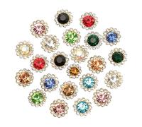 100 Pcs 12mm Metal Base Rhinestone Buttons Flatback Sew On Rhinestones Gems Clothes Shoe Sewing Crystals Flower Claw Rhinestones with Hole for DIY Jewelry Colorful