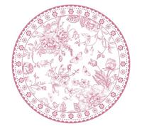 100 Pcs 14 Inch Pink Floral Paper Place Mats Chinoiserie Round Placemats Flower Disposable Decorative Table Mats for Dinner Table Setting Banquet Party Supplies