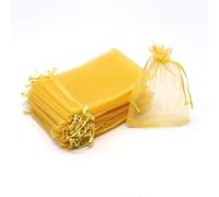 100 Pcs 15 x 20 cm(6 x 8 inch) Drawstring Organza Bags Bulk Small Gift Bags Mesh Gift Bags Jewelry Bags for Christmas Candy Wedding Birthday Party,Gold