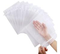 100 Pcs 15 x 20 cm(6 x 8 inch) Drawstring Organza Bags Bulk Small Gift Bags Mesh Gift Bags Jewelry Bags for Christmas Candy Wedding Birthday Party,White