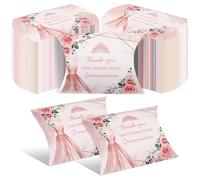 100 PCS 15th Birthday Box 4.5 x 3.5Inch Pillow Gift Boxes Quinceanera Party Decorations Mis Quince Anos, Happy Box for Quinceanera Party, Sweet Decoration Rose Gold For Guest