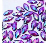 100 Pcs 15x7mm AB Colorful Jewels Gems Rhinestones for Crafts, Horse Eye Flatback Acrylic Gemstone for Halloween Party Decorations Clothing Wedding Dress DIY Crafting Accessories(10 Deep Purple AB)
