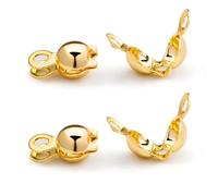100 Pcs 18K Gold Crimp Beads for Jewelry Making - 4mm Crimp Bead Covers, Knot Covers for Jewelry Making, Knot Covers Clamshell Fold-Over Bead Covers for DIY Bracelets Necklaces