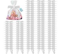 100 PCS 2.7" Twist Tie Bows for Crafts, Pre Tied Small White Bows for Gift Wrapping, Satin Ribbon Bows for Cookie Candy Wedding Party Christmas Thanksgiving Decorations (White)