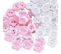 100 Pcs 2 Hole Flower Resin Button, White Pink Buttons for Baby Cardigans, 12.5 mm Floral Resin Buttons for Sewing Button Baby, Sewing Button for Handmade Sewing Knitting Dolls Crafting Decoration