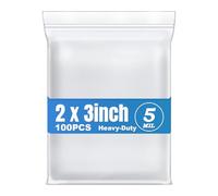 100 Pcs 2" x 3" Small Heavy Duty Thick 4 Mil Clear Zip Reclosable Lock Bags Seal Jewelry Earrings Coin Durable Plastic Resealable Poly Zipper Bags