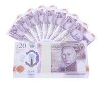 100 PCS £20 Prop Money, Fake Money Stacks Educational Toys for 3+ Year Olds, Pretend Notes for Advertising Pranks Role Play Content Creation Birthday Party and Games (With "Copy" Watermark)