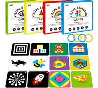 100 PCS 200 Page Black White Colorful 3D Visual Stimulation Baby Flashcard for Newborn Baby Infant Gift (, 5.5” X 5.5”)
