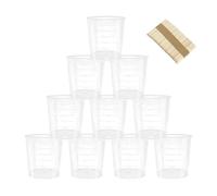 100 Pcs 30ml Plastic Liquid Measuring Cups, Graduated Reusable Small Plastic Medicine Cups, Clear Kitchen Small Measuring Cup with 100 Sticks Transparent Labs Measure Tool