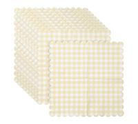 100 Pcs 33 x 33cm Buffalo Plaid Scalloped Cocktail Napkins Bridal Shower Checkered Dinner Napkins Wedding Party Beverage Napkin Guest Hand Tissue Towels Decorative Square Paper Napkin Yellow White
