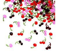 100 Pcs 3D Cherry Nail Charms DIY Nail Art Cherries Cute Nails Design Jewels Fingernail Art Gems Mini Flat Back Resin Charms Fruit Nails Decorations for Crafts Face Makeup