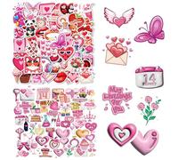 100 PCS 3D Valentines Day Stickers Love Theme Self-Adhesion Reward Stickers Bulk Vinyl Waterproof Decals for Kids Sticker-Bombing Gift Wrappings DIY Crafts Party Favors