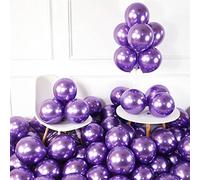 100 Pcs 5 Inch Mini Metallic Purple Balloons - Romantic Chrome Balloons for Baby Shower, Birthday, Wedding, Engagement, Anniversary & Festival Decorations