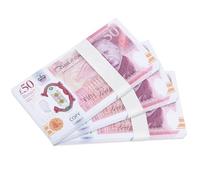 100 PCS £50 Prop Money, Fake Money Stacks Educational Toys for 3+ Year Olds, 5000 Pound Bills for Advertising, Pranks, Birthday Party and Play Board Games (With "Copy" Watermark), King's Version