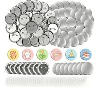 100 Pcs 58mm Metal Blank Button Parts with Clear Mylar Film - Fits Most 2.25 Inch Button Maker Machines, DIY Crafts for Gifts, Souvenirs & Event Favors