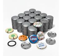100 Pcs 58mm Metal Blank Button Parts with Clear Mylar Film - Fits Most 2.25 Inch Button Maker Machines, DIY Crafts for Gifts, Souvenirs & Event Favors