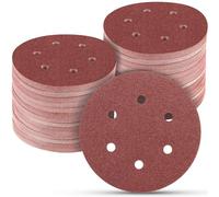 100 PCS 6 Inch Sanding Discs 60 Grit, 6 Hole Hook and Loop Sandpaper, Round Orbital Sand Paper Discs for Sander