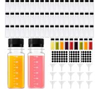 100 Pcs 60ml Small Plastic Juice Bottles, Empty Shot Bottles with Caps | Reusable Clear Beverage Containers Bulk with Funnels and Labels for Smoothie Ginger, BPA Free