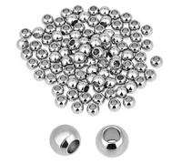 100 Pcs 6mm Stainless Steel Beads, Metal Spacer Beads, 2.5mm Hole Solid 304 Stainless Steel Rondelle Beads Loose Bead for DIY Bracelet Jewelry Making Silver Metal Bead for Jewelry Making