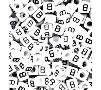 100 pcs 6mm White Cube Letter Alphabet Acrylic Beads Single & Mixed Letters (B)