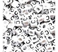 100 pcs 6mm White Cube Letter Alphabet Acrylic Beads Single & Mixed Letters (C)