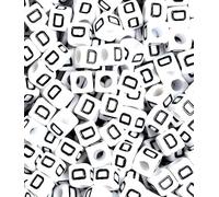 100 pcs 6mm White Cube Letter Alphabet Acrylic Beads Single & Mixed Letters (D)
