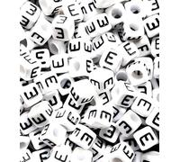 100 pcs 6mm White Cube Letter Alphabet Acrylic Beads Single & Mixed Letters (E)